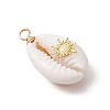 Copper Wire Wrapped Natural Cowrie Shell Pendants PALLOY-JF03554-05-3
