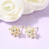 Eyes Brass Micro Pave Cubic Zirconia Stud Earrings EJEW-C186-20G-01-1