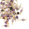 Dyed Natural Agate Faceted Round Connector Charms KK-C097-06G-03-1