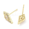 Brass Micro Pave Clear Cubic Zirconia Studs Earring EJEW-S217-G15-2