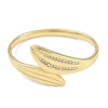 304 Stainless Steel Rhinestone Leaf Hinged Bangles for Women BJEW-C071-13G-01-2