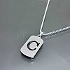 Rectangle with Laser Cut Letter 201 Stainless Steel Initial Pendant Necklaces WGA5E8C-03-1