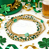 5Pcs St. Patrick's Day Brass & Acrylic & Glass Seed Bead & Natural Shell Stretch Bracelets for Women MR9061-7-1