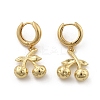 Brass Cherry Hoop Earrings EJEW-R016-04P-4