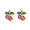 Cherry Rack Plating Brass Micro Pave Cubic Zirconia Charms LS-KK-G512-24G-1
