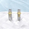 Brass Micro Pave Clear Cubic Zirconia Hoop Earrings EJEW-H158-20C-GP-2