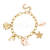 Dolphin & Starfish 304 Stainless Steel Charm Bracelets for Women BJEW-F516-01G-4