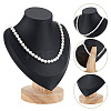 Bust PU Leather & Wooden Necklace Display Stands NDIS-WH0020-02A-02-3