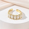 Brass Micro Pave Cubic Zirconia Cuff Open Rings for Women RJEW-L343-16G-04-2