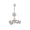 Platinum Plated Piercing Jewelry Brass Cubic Zirconia Navel Ring Navel Ring Belly Rings AJEW-EE0001-07-1