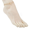 3Pcs 3 Styles Brass Clover Cross Moon Star Link 304 Stainless Steel Cable Chain Anklets for Women AJEW-AN00748-3