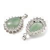 Natural Green Aventurine & Rhinestone Pendants G-K338-31P-05-2