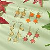 8 Pairs 8 Styles Maple Leaf Alloy Enamel Dangle Earrings EJEW-JE06137-2