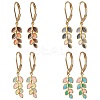 Leaf 304 Stainless Steel Enamel Leverback Earrings EJEW-JE06261-2
