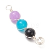 5Pcs 5 Styles Dyed Natural Malaysia Jade & Amethyst & Black Onyx(Dyed & Heated) & Rose Quartz & Labradorite Round Beaded Pendants PALLOY-JF04051-02-4