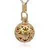 Golden Tone Brass Hollow Round Cage Pendants KK-J216-08G-2