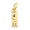 Rack Plating Brass Cubic Zirconia Charms KK-K270-25G-2