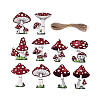 20Pcs UV Single Face Printed Wood Mushroom Pendant Decorations WOOD-N020-12-1