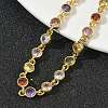 Flat Round Brass Pave Cubic Zirconia Link Chain Bracelets for Women BJEW-P385-01G-2