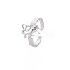 Non-Tarnish 304 Stainless Steel 12 Constellations/Zodiac Signs Open Cuff Ring for Women RJEW-S405-156P-C-3