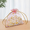 20Pcs 5 Colors Heart Printed Organza Bags OP-LP0001-10-3