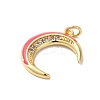 Moon Rack Plating Brass Micro Pave Cubic Zirconia Enamel Pendants KK-G504-06G-04-2