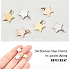 BENECREAT 30Pcs 3 Colors 304 Stainless Steel Charms STAS-BC0002-86-3