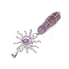 5Pcs Copper Wire Wrapped Natural Lapis Lazuli & Quartz Crystal & Rose Quartz & Green Aventurine & Amethyst Big Pendants PALLOY-JF03640-5