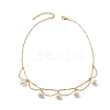 Shell Pearl & Acrylic Flower Bib Pendant Necklaces NJEW-TA00169-4