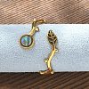 Leaf & Flat Round 304 Stainless Steel Paua Shell Cuff Rings for Women RJEW-G346-01G-01-2