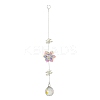 Glass Flower Hanging Suncatchers HJEW-P018-E02-1