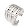 Rack Plating Brass Grooved Open Cuff Rings RJEW-S407-02P-1