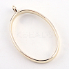 Rack Plating Alloy Oval Open Back Bezel Pendants X-PALLOY-S047-26E-FF-2