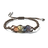Chakra Theme Bullet Natural Mixed Gemstone Braided Bead Bracelet BJEW-TA00315-1