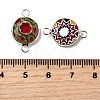 Handmade Millefiori Lampwork Flat Round Connector Charms LAMP-D002-02B-S-3