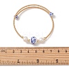 Handmade Porcelain & Natural Cultured Freshwater Pearl & Non-magnetic Synthetic Hematite Beaded Cuff Bangles for Women BJEW-JB14019-4