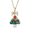 Christmas Tree Glass Beaded Pendant Necklaces X1-NJEW-TA00174-2