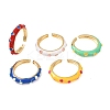 Brass Enamel Cuff Open Rings RJEW-P183-06G-M-5