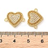 Rack Plating Brass Cubic Zirconia Heart Connector Charms KK-C084-08F-G-3