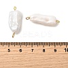 Baroque Natural Keshi Pearl Nuggets Connector Charms with 304 Stainless Steel Double Loops PALLOY-JF04390-01-3