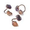 Natural Citrine & Amethyst Irregular Nugget Open Cuff Ring RJEW-I082-08R-02-1