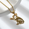 201 Stainless Steel Dog Outline Pendant Necklaces NJEW-P327-06G-1