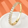 Brass Micro Pave Clear Cubic Zirconia Hinged Bangles for Women BJEW-K274-09G-1
