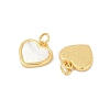 Brass Pave Natural White Shell Heart Charms KK-U055-27G-2
