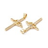 Rack Plating Brass Micro Pave Cubic Zirconia Pendants X-ZIRC-C040-45G-02-3