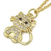 Brass Micro Pave Clear Cubic Zirconia Cat Pendant Necklaces for Women NJEW-Z042-01G-01-1