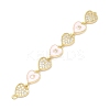 Brass Micro Pave Clear Cubic Zirconia 7 Heart Links Connector Charms KK-H539-14G-2