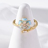 Brass Micro Pave Clear Cubic Zirconia Cuff Rings for Women RJEW-C118-09G-3