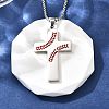 201 Stainless Steel Wheat Cross Pendant Box Chain Necklaces for Women Men NJEW-B124-01P-3