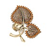 Heart-shape Leaf Zinc Alloy Rhinestones Brooches LS-JEWB-R055-04AG-02-1
